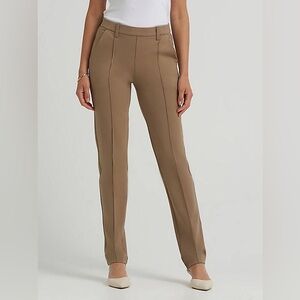 Lee Ultra Lux Comfort Any Wear Straight Leg Pants Brown Neutral SZ S pull on